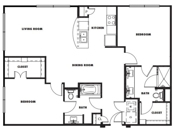 B2 floor plan at Windsor Metro West, Texas, 75024