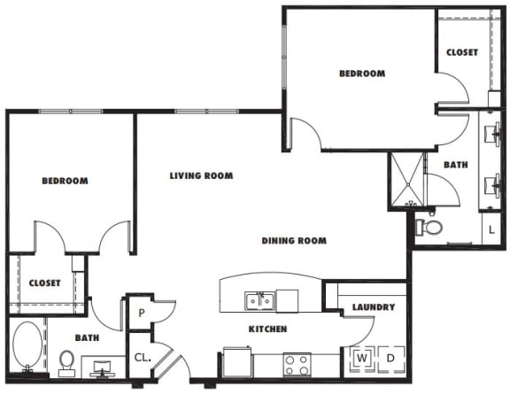 B3 floor plan at Windsor Metro West, Texas, 75024