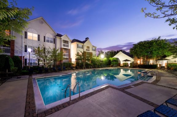 Pool View In Night at Governors Green, Maryland