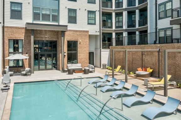 Pool and lounge Chairs at The Livano Tryon, Charlotte