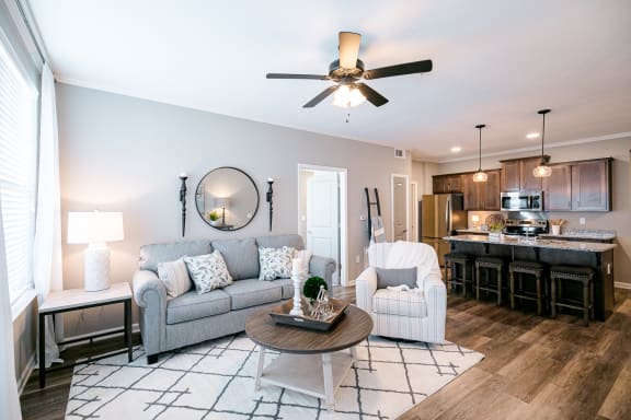 Living Room With Kitchen at Meridian Park Apartments, Collierville, TN