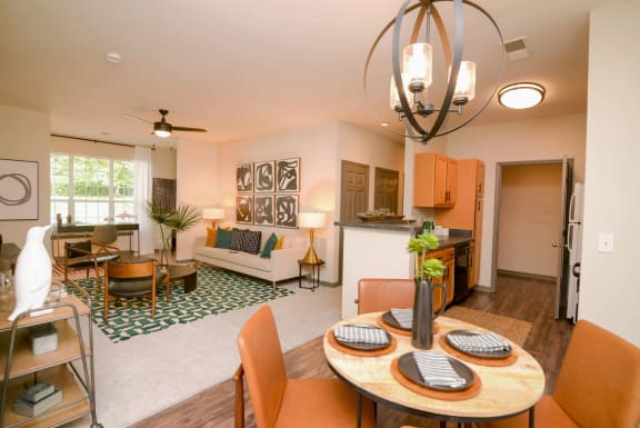 Dining and living room area  at Parc 1346 Apartments, Chattanooga, 37421