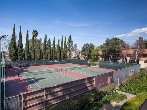 Outdoor Tennis Courts at Valley West Apartments in San Jose, CA 95122