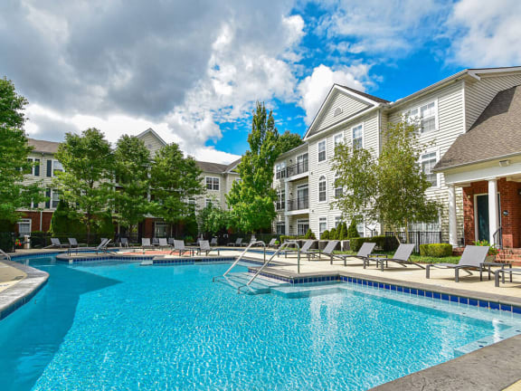 Pristine swimming pool at Central Park Apartments in Worthington, Columbus, OH