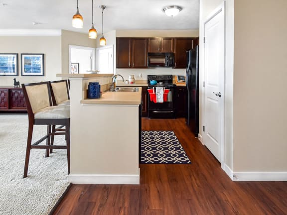 Open-concept kithcen at Kenyon Square Apartments, Westerville, OH