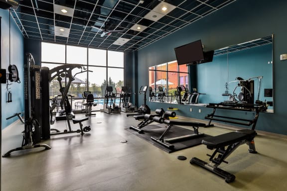 24-Hour Multi-Level Cardio And Weightlifting Center at The Residences at The Streets of St. Charles in St. Charles, MO