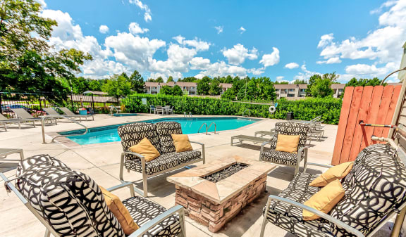 Poolside Relaxing Area at Union Heights Apartments, Colorado Springs, CO, 80918