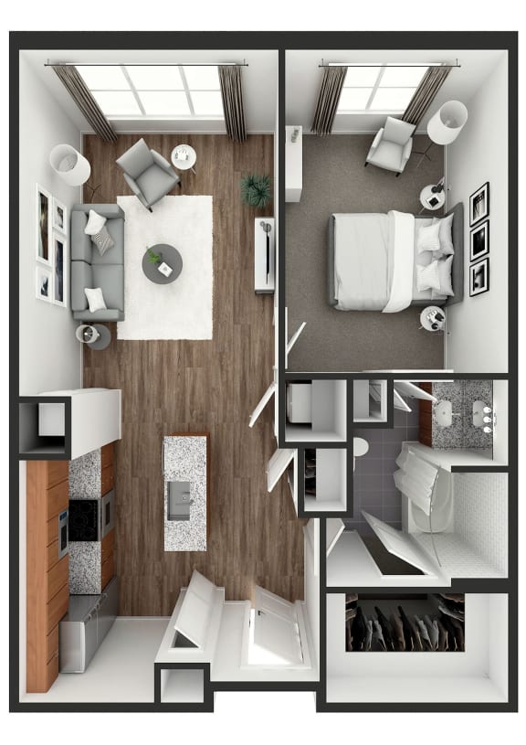 1 bedroom 1 bath floor plan Z 1 bedroom 1 bath floor plan Z at The View at Old City, Philadelphia, PA, 19106