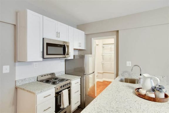 Updated kitchen with stainless steel appliances at The York and Potomac Park, Washington
