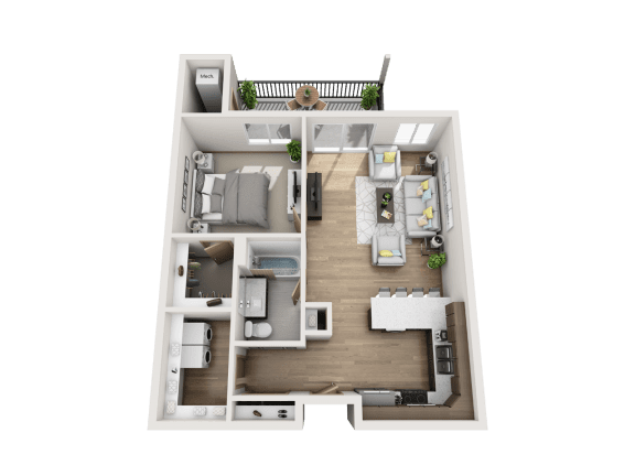 1 Bed 1 Bath Floor Plan 1 Bed 1 Bath Floor Plan at Lake Ridge, Prior Lake, 55379