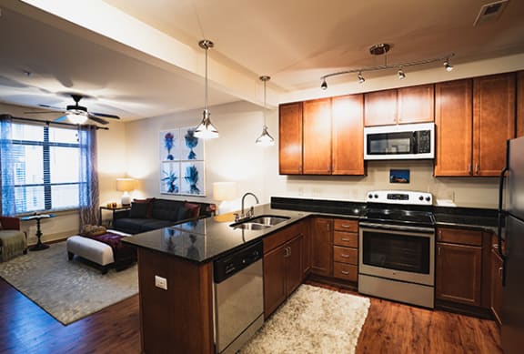 Spacious Kitchen with Breakfast Bar at Park & Kingston, Charlotte, NC 28203