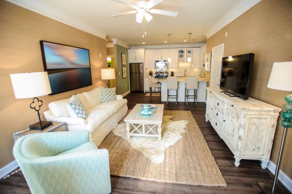 Living Area With Kitchen View at The Reserve at Mayfaire, Wilmington, North Carolina