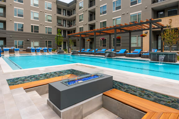 Pool With Sunning Deck at Encore at Boulevard One, Denver, CO, 80230