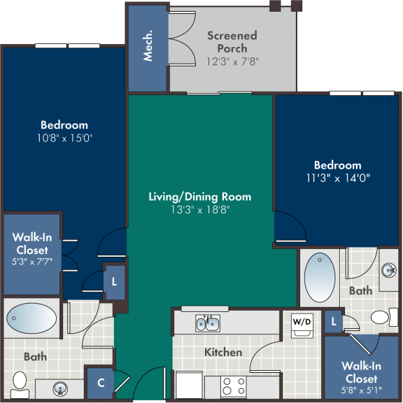 1 & 2 Bedroom Apartments in Charleston Abberly at West Ashley