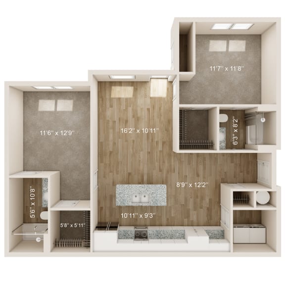 1, 2 & 3 Bedroom Apartments in Gretna Tiburon Ridge Floor Plans