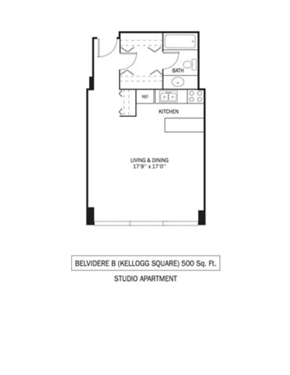 Kellogg Square Belvidere Floor Plan Kellogg Square Apartments in St. Paul, MN Studio Apartment