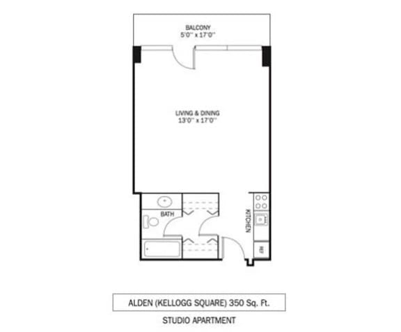 Kellogg Square Alden Floor Plan Kellogg Square Apartments in St. Paul, MN Studio Apartment