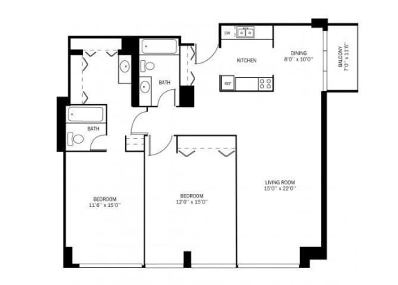 Kellogg Square Irvine Floor Plan Kellogg Square Apartments in St. Paul, MN 2 Bedroom 2 Bath Apartment