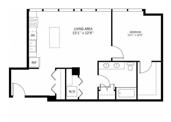 Kellogg Square Nuance Floor Plan Kellogg Square Apartments in St. Paul, MN 1 Bedroom 1 Bath Apartment