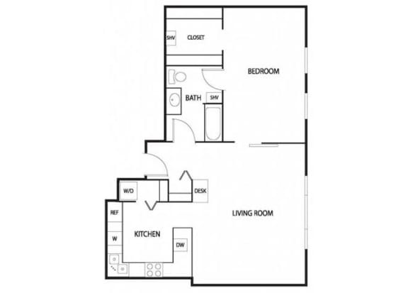 Lowertown Lofts DeKooning Floor Plan Lowertown Lofts in St. Paul, MN 1 Bedroom 1 Bath Apartment