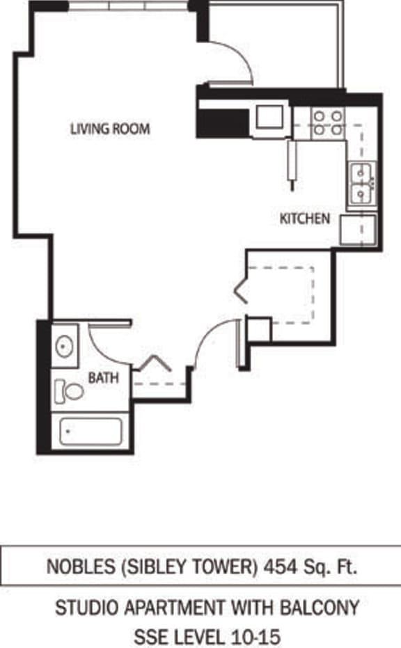 Galtier Towers Nobles Floor Plan Galtier Towers Apartments in Lowertown, St. Paul, MN Studio Apartment