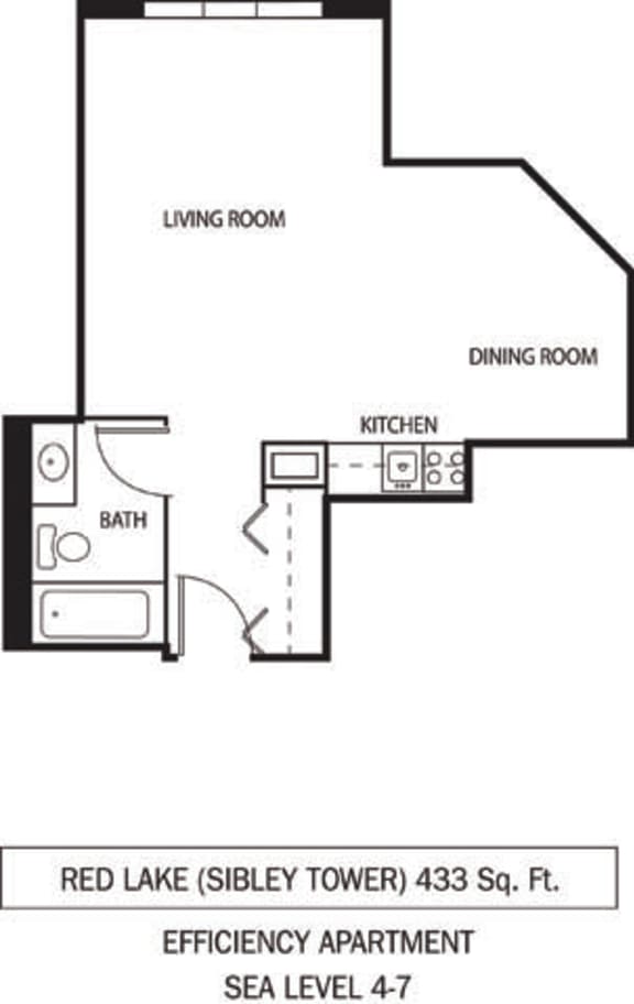 Galtier Towers Red Lake Floor Plan Red Lake Floor Plan Galtier Towers Apartments in Lowertown, St. Paul, MN Studio Apartment