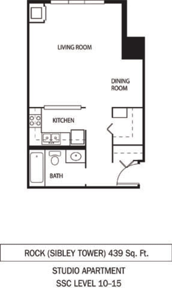 Galtier Towers Rock Floor Plan Rock Floor Plan Galtier Towers Apartments in Lowertown, St. Paul, MN Studio Apartment