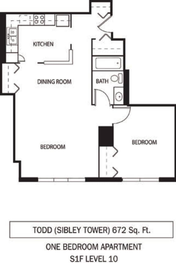Galtier Towers Todd Floor Plan Galtier Towers Apartments in Lowertown, St. Paul, MN 1 Bedroom 1 Bath Apartment