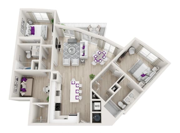 3 bed 2 bath WHIMSY Floor Plan 3 bed 2 bath WHIMSY Floor Plan at Altis Little Havana, Florida, 33135