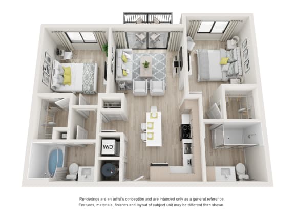2 bed 2 bath B1 Serenity Floor Plan 2 bed 2 bath B1 Serenity Floor Plan at Altis Ludlam Trail, Miami, FL