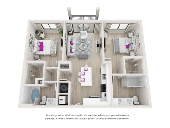 2 bed 2 bath B2 Sparkle Floor Plan 2 bed 2 bath B2 Sparkle Floor Plan at Altis Ludlam Trail, Miami, 33155
