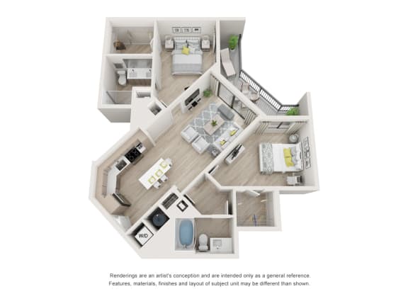 2 bed 2 bath B3 Spellbound Floor Plan 2 bed 2 bath B3 Spellbound Floor Plan at Altis Ludlam Trail, Miami, Florida