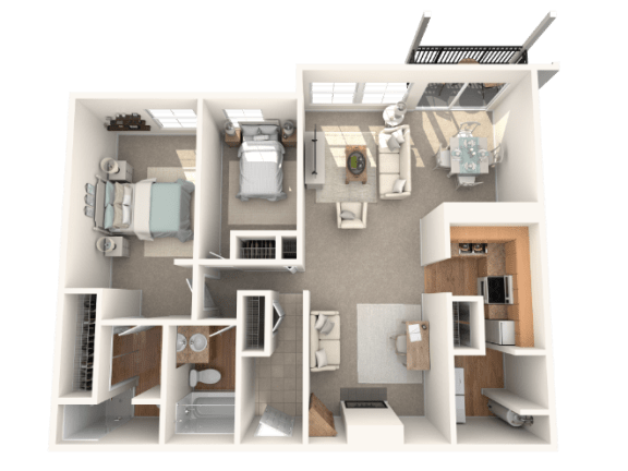 this is a 3d floor plan of a 554 square foot 1 bedroom apartment at the