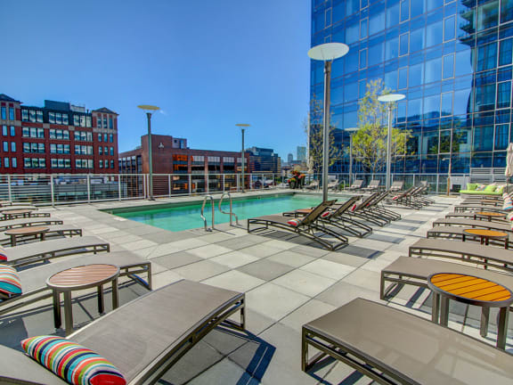 Swimming Pool With Relaxing Sundecks at The Benjamin Seaport Residences, Boston, 02210