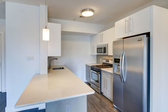 New Apartments Charlestown MA with High End Kitchen with Stainless Appliances and Quartz Counters-Gatehouse 75 Apartments