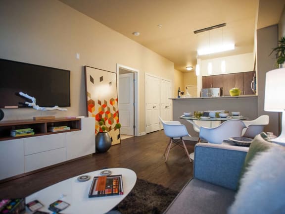 Living room at Elan Redmond Apartments, Redmond