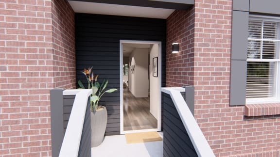 Sanctuary - Entry Stairway and Landing Sanctuary - Entry Stairway and Landing at Brownstones at Palisade Park Apartments, Chartered Holdings, Colorado, 80023