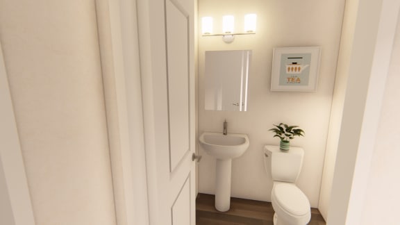 Powder Bath Plan Powder Bath Plan at Brownstones at Palisade Park Apartments, Chartered Holdings, Broomfield, CO