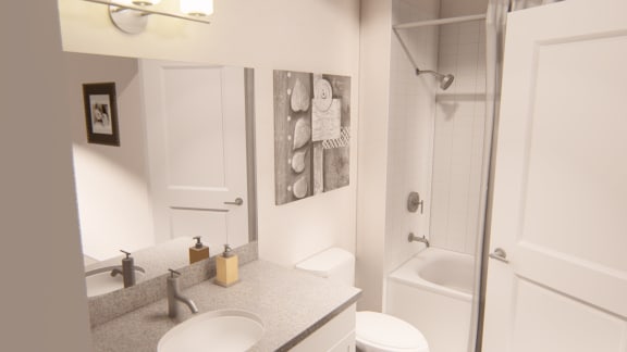 Bathroom Plan Bathroom Plan at Brownstones at Palisade Park Apartments, Chartered Holdings, Broomfield, 80023