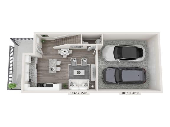 2 Bedroom 2.5 Bath Floor Plan 2 Bedroom 2.5 Bath Floor Plan at Brownstones at Palisade Park, Broomfield, 80023