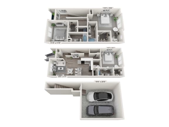 3 Bed 3.5 Bath Floor Plan 3 Bed 3.5 Bath Floor Plan at Brownstones at Palisade Park, Broomfield, Colorado