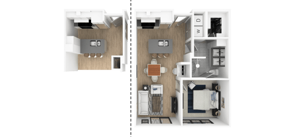 F 1 Bed 1 Bath Floor Plan F 1 Bed 1 Bath, 758 Sq.Ft. Floor Plan at Everra Midtown Park, Texas