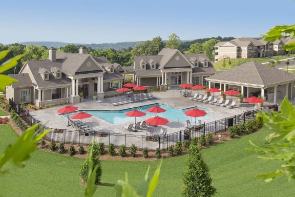 Extensive Resort Inspired Pool Deck at Greystone Pointe, Knoxville, Tennessee