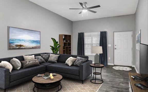 staged renovated unit living room