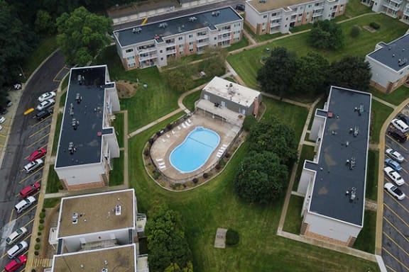 aerial view of Indian Hills apartments