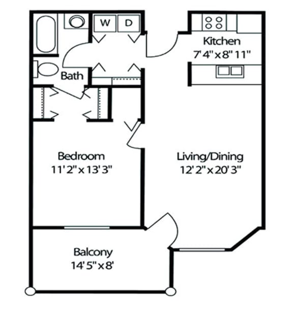 Studio, 1 & 2 Bedroom Floor Plans in Maple Grove Birchwood Apartment