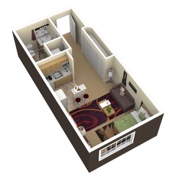 Studio, 1 & 2 Bedroom Floor Plans in Maple Grove Birchwood Apartment