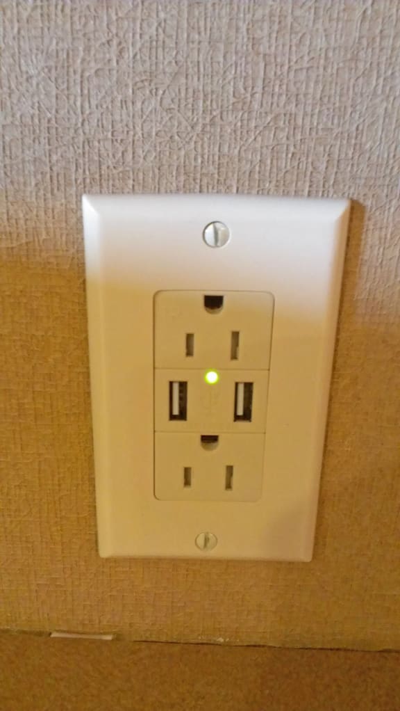 This is a picture of a USB charging outlet at Nantucket Apartments, in Loveland, OH.