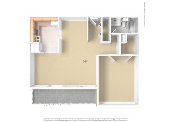1 Bedroom 1 Bathroom Floor Plan 1 Bedroom 1 Bathroom Floor Plan at The Aspen, Alexandria, VA