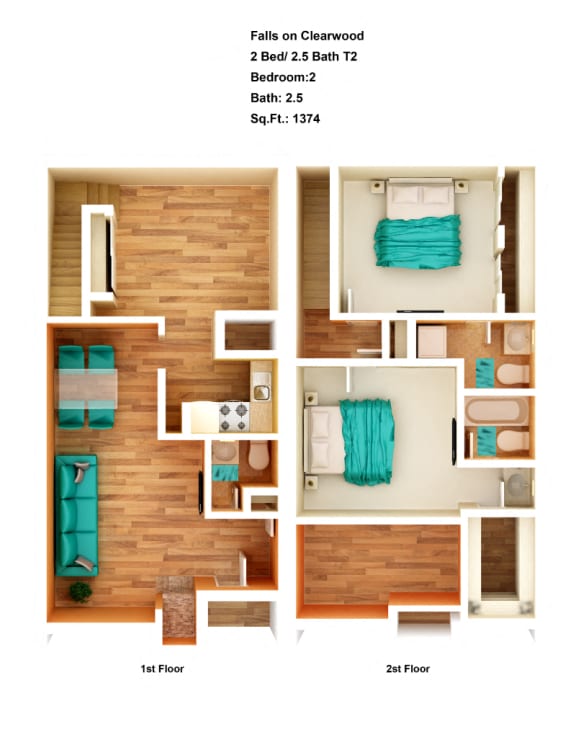 Floor Plans of Falls on Clearwood Apartments in Richardson, TX
